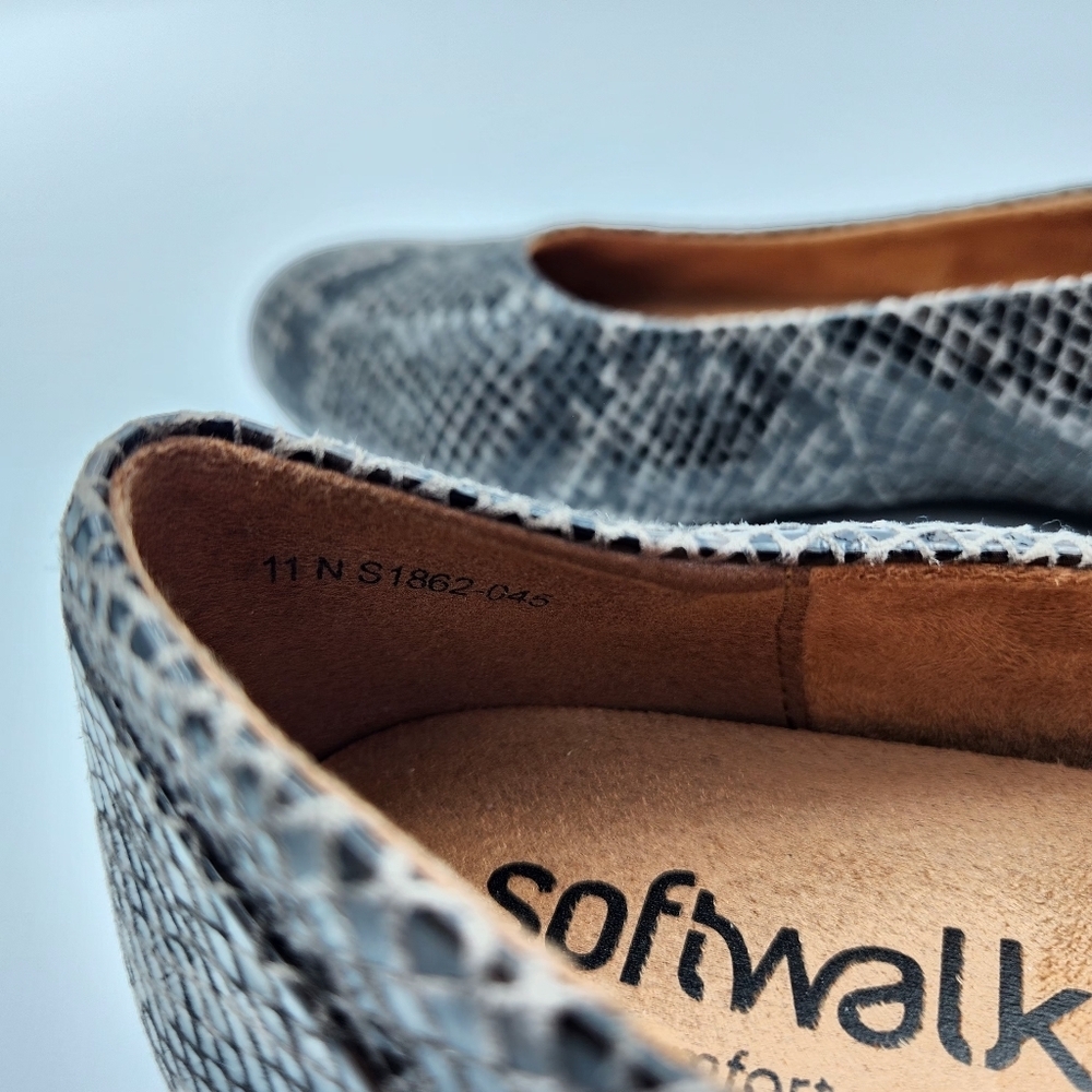 Softwalk Womens Sonoma‎ Gray/Black Leather Ballerina Flats 11 N - Picture 6 of 6